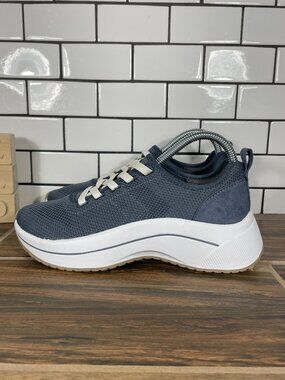 Dr Scholls Wannabe Knit Shoes Womens Size 6 Oxide Blue Casual Slip On Sneakers